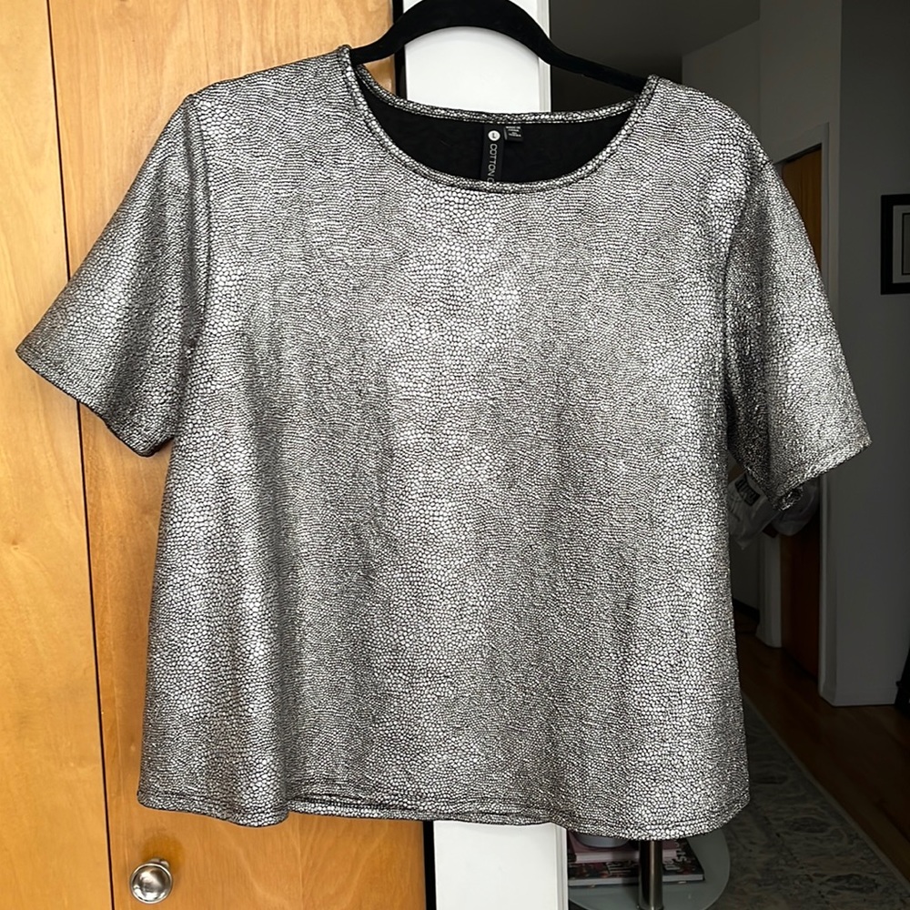 Oversized Metallic Textured TShirt